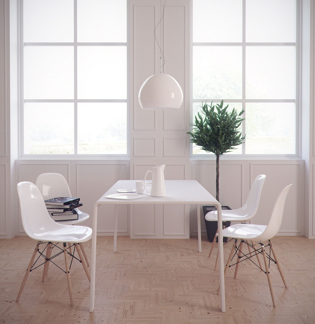 minimalistický jedálenský stôl