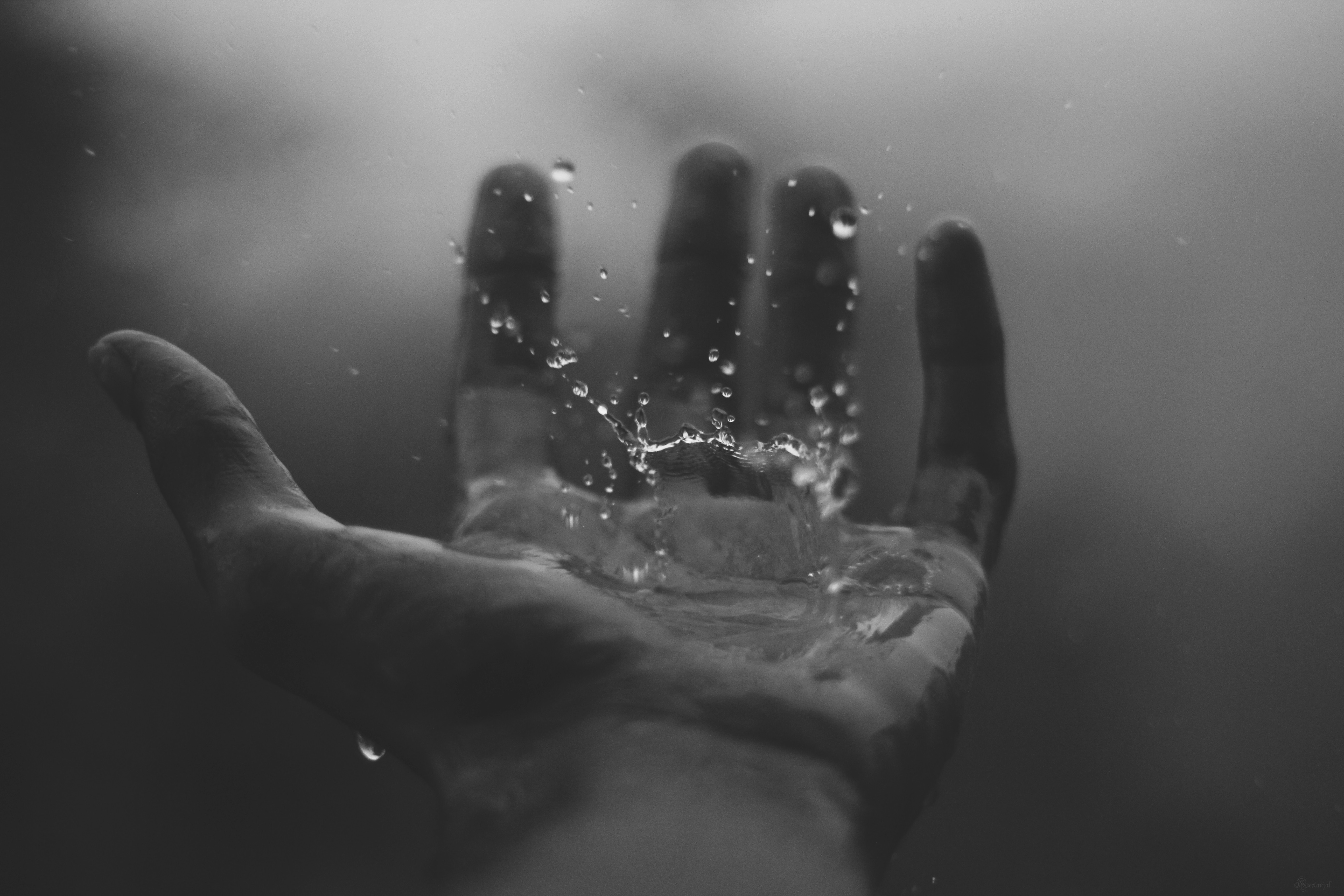 ruka s dažďovou vodou