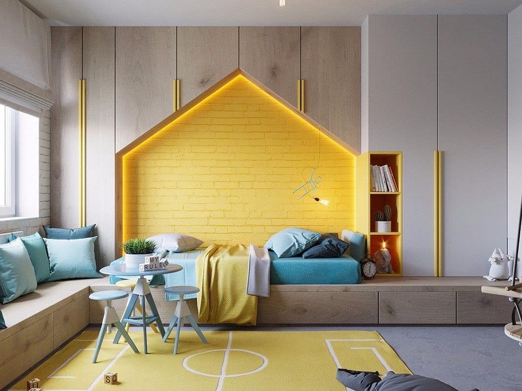 štýlová detská izba so žltými doplnkami