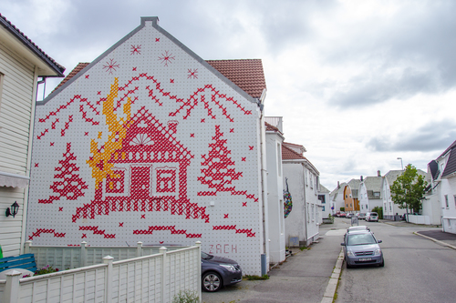 street art na krásnom nórskom dome