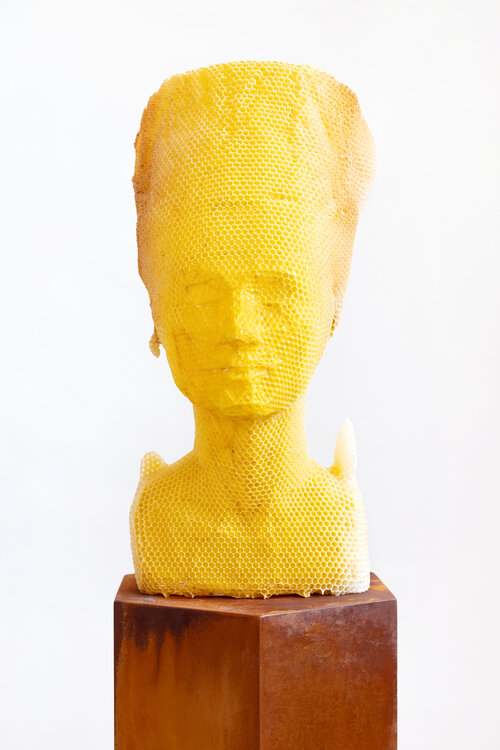 kráľovná Nefertiti zo včelieho vosku od umelca Tomáša Libertínyho
