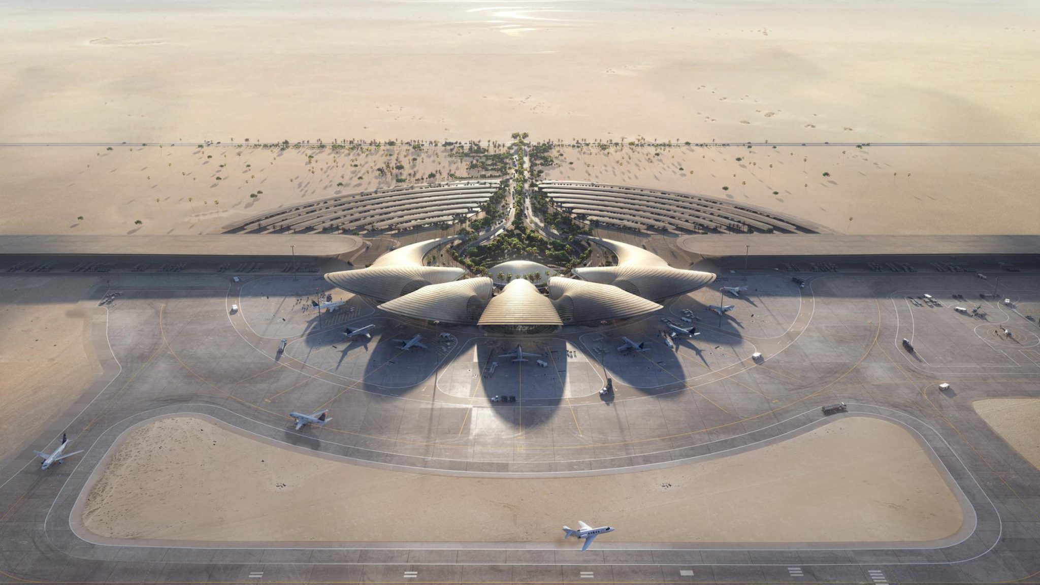 Budova budúceho letiska v Saudskej Arábii